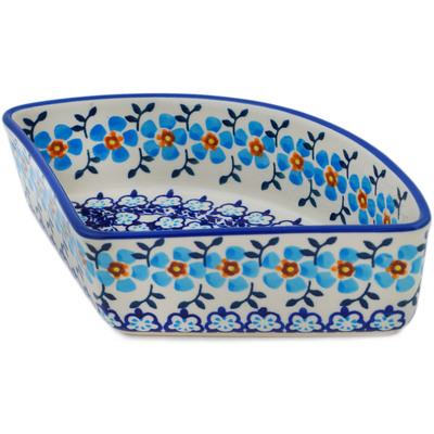 Polish Pottery Bowl 8&quot; Blue Chain UNIKAT