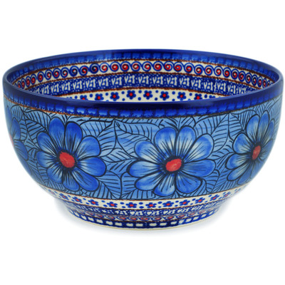 Polish Pottery Bowl 8&quot; Blue Heaven UNIKAT