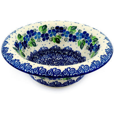 Polish Pottery Bowl 8&quot; Blue Phlox