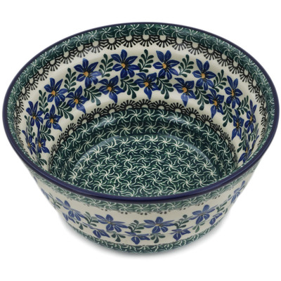 Polish Pottery Bowl 8&quot; Blue Violets