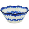 Polish Pottery Bowl 8&quot; Blue Wreath Of Leaves