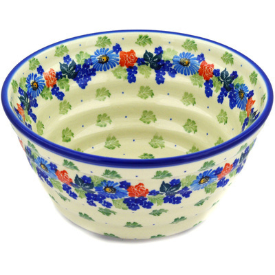 Polish Pottery Bowl 8&quot; Countryside Floral Bloom