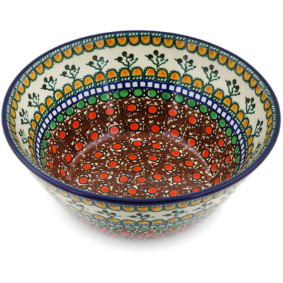 Polish Pottery Bowl 8&quot; Cranberry Medley UNIKAT
