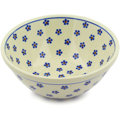 Polish Pottery Bowl 8&quot; Daisy Dots