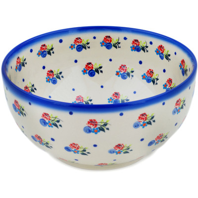 Polish Pottery Bowl 8&quot; Dancing Flowers UNIKAT