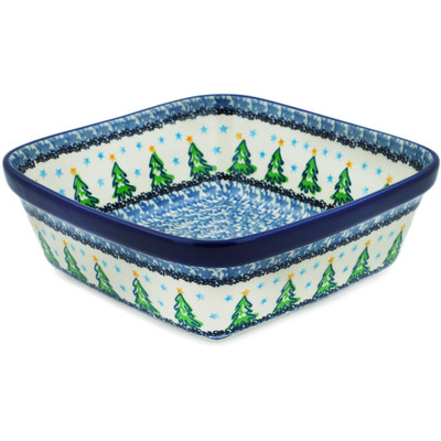 Polish Pottery Bowl 8&quot; Ethereal Evergreen
