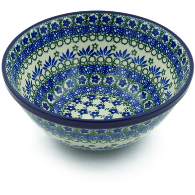 Polish Pottery Bowl 8&quot; Floral Lace UNIKAT