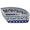 Polish Pottery Bowl 8&quot; Peacock Forget-me-not