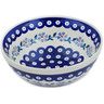 Polish Pottery Bowl 8&quot; Peacock Forget-me-not