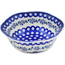 Polish Pottery Bowl 8&quot; Peacock Forget-me-not