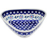 Polish Pottery Bowl 8&quot; Peacock Forget-me-not