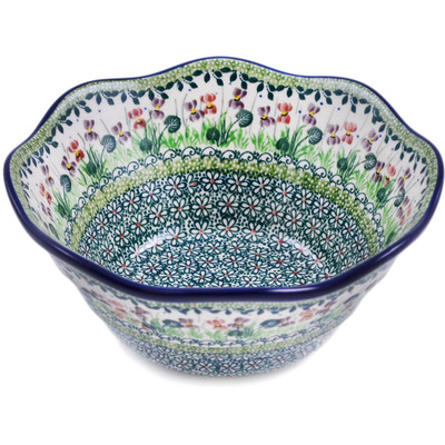 Polish Pottery Bowl 8&quot; Plum Garden UNIKAT