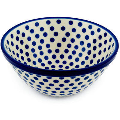 Polish Pottery Bowl 8&quot; Polka Dot Delight