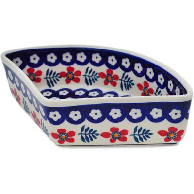 Polish Pottery Bowl 8&quot; Poppies And Ferns