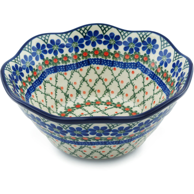 Polish Pottery Bowl 8&quot; Primrose Trellis