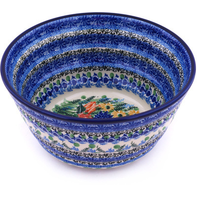 Polish Pottery Bowl 8&quot; Splendid Blue Bell UNIKAT