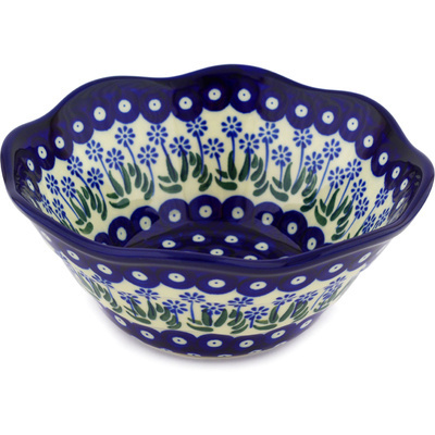 Polish Pottery Bowl 8&quot; Springing Calendulas