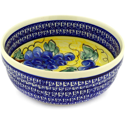 Polish Pottery Bowl 8&quot; Tuscan Grapes