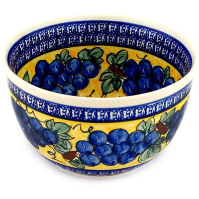 Polish Pottery Bowl 8&quot; Tuscan Grapes