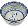 Polish Pottery Bowl 8&quot; Waiting Birds UNIKAT