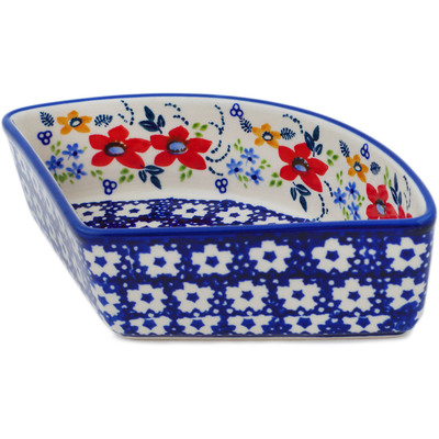 Polish Pottery Bowl 8&quot; Wild Flower Bloom UNIKAT