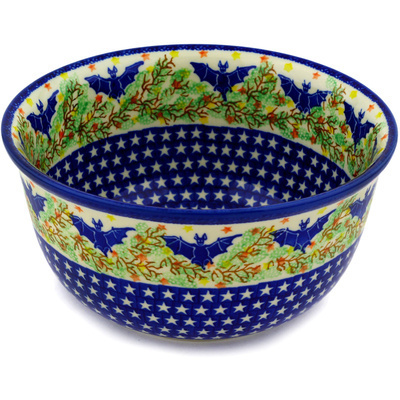 Polish Pottery Bowl 9&quot; Bats In The Belfry