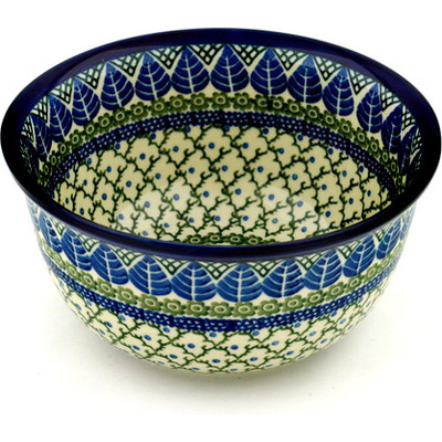 Polish Pottery Bowl 9&quot; Blue Alpine