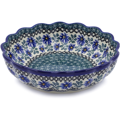 Polish Pottery Bowl 9&quot; Blue Chicory