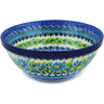 Polish Pottery Bowl 9&quot; Bouquet Azul UNIKAT