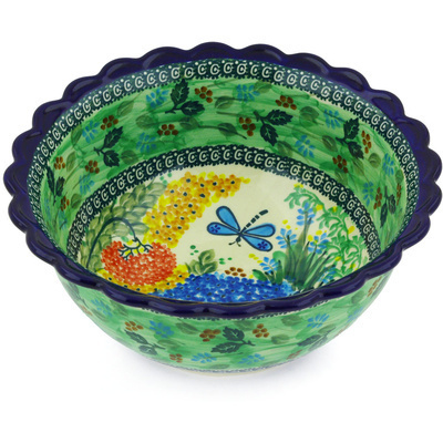 Polish Pottery Bowl 9&quot; Garden Delight UNIKAT