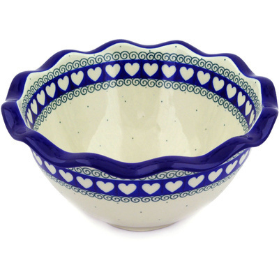 Polish Pottery Bowl 9&quot; Light Hearted