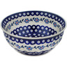 Polish Pottery Bowl 9&quot; Peacock Forget-me-not