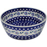 Polish Pottery Bowl 9&quot; Peacock Forget-me-not