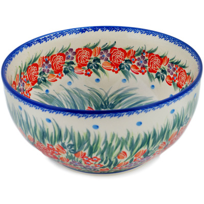 Polish Pottery Bowl 9&quot; Serenity Bouquet UNIKAT