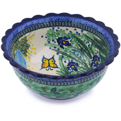 Polish Pottery Bowl 9&quot; Spring Garden UNIKAT