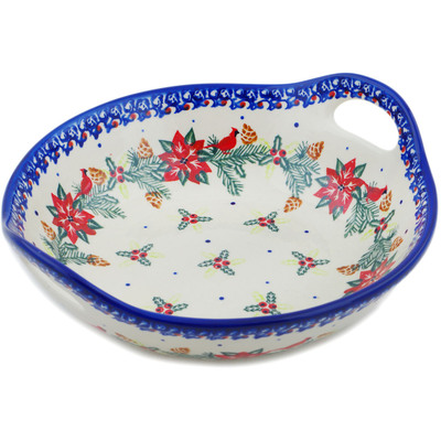 Polish Pottery Bowl with Handles 10&quot; Cardinal&#039;s Home UNIKAT