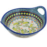 Polish Pottery Bowl with Handles 10&quot; Cucumber Patch