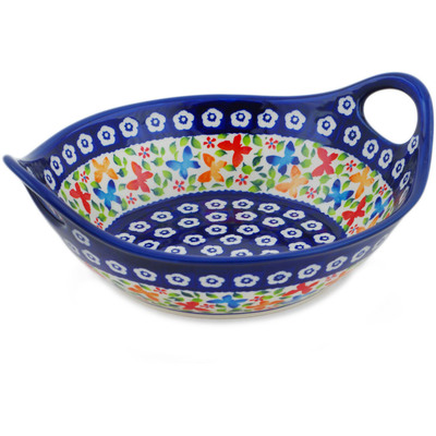 Polish Pottery Bowl with Handles 10&quot;