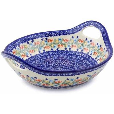 Polish Pottery Bowl with Handles 11&frac12;-inch Wreath Of Bealls