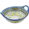 Polish Pottery Bowl with Handles 12&quot; Cucumber Patch