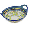 Polish Pottery Bowl with Handles 12-inch Cucumber Patch