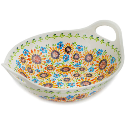 Polish Pottery Bowl with Handles 12-inch