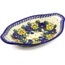 Polish Pottery Bowl with Handles 13&quot; Pansy Circle UNIKAT