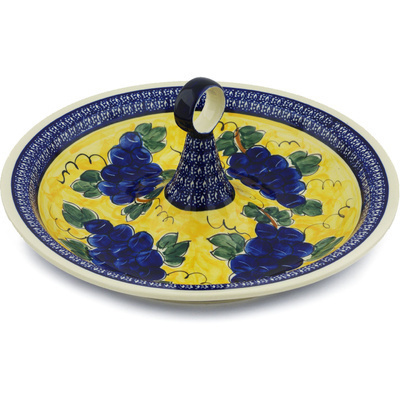 Polish Pottery Bowl with Handles 14&quot; Tuscan Grapes