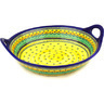 Polish Pottery Bowl with Handles 15-inch Prairie Sunrise UNIKAT