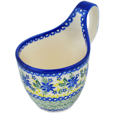 Polish Pottery Bowl with Handles 7&quot; Beautiful Blue UNIKAT