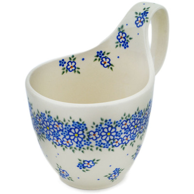 Polish Pottery Bowl with Handles 7&quot; Meadow Melody