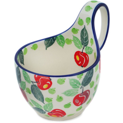 Polish Pottery Bowl with Loop Handle 16 oz Apple Picking