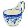 Polish Pottery Bowl with Loop Handle 16 oz Blue Grapevine