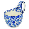 Polish Pottery Bowl with Loop Handle 16 oz Blue Pips